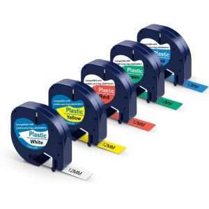 Ruban étiquette couleur plastique  compatible Dymo - 5 coloris